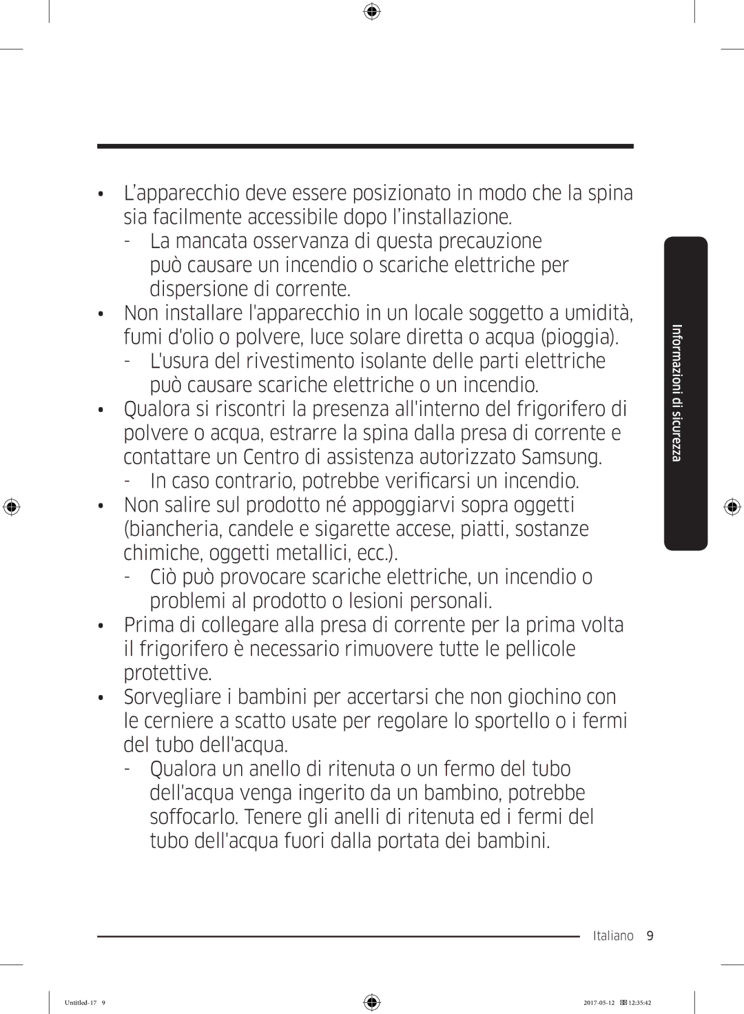 Samsung RR39M7000SA/EF, RR39M7200SA/EF, RR39M7000WW/EF, RR39M7200WW/EF, RR39M7110S9/ES, RR39M7000WW/ES manual Italiano  